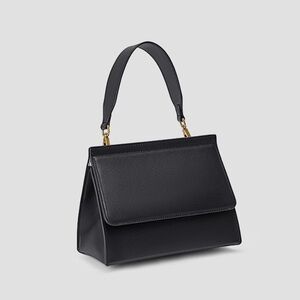 Slowline Elegant Black Vegan Leather Triangle Handbag